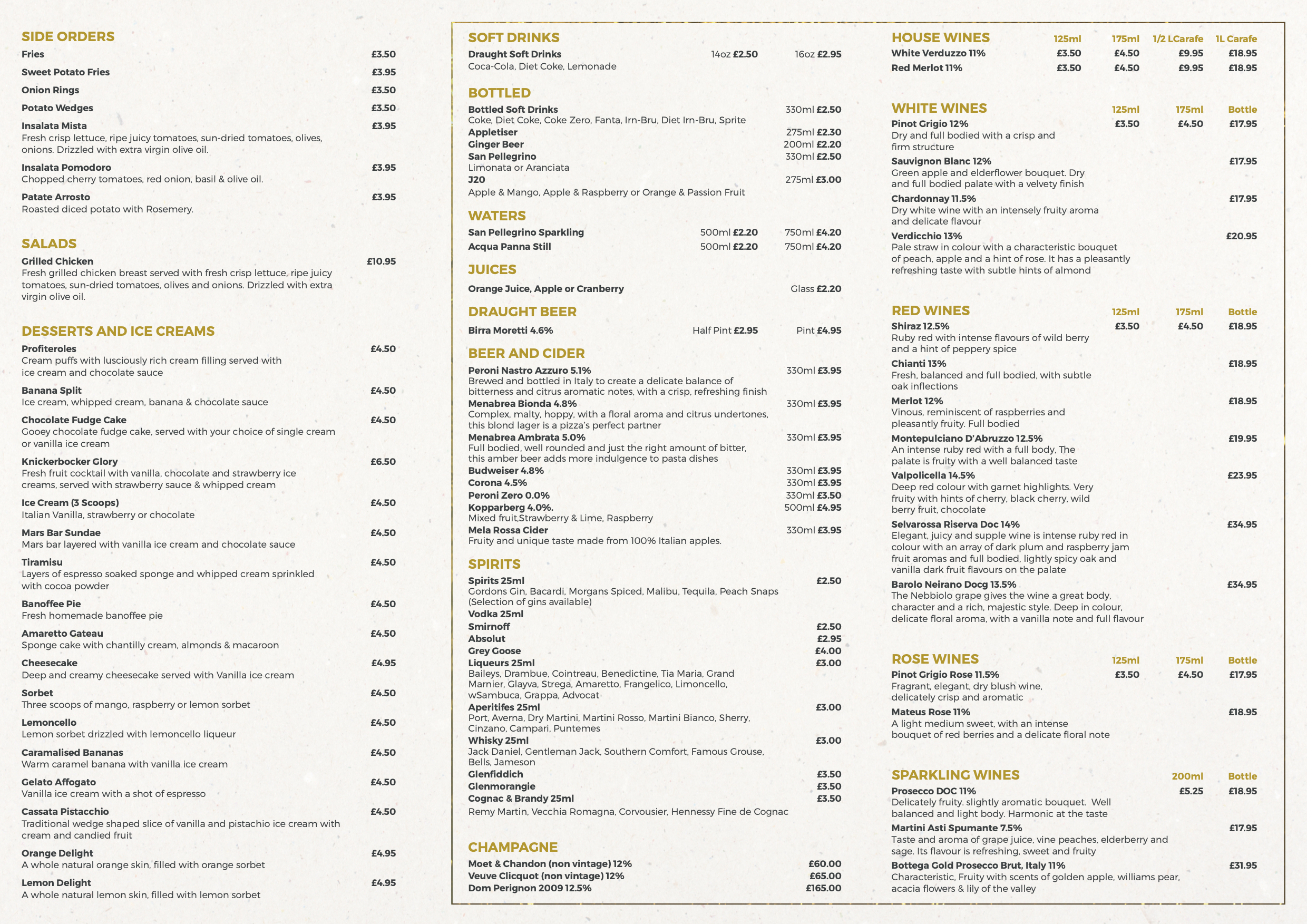 capri restaurant granger menu